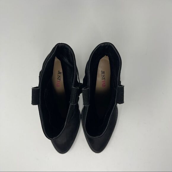 JustFab Raney Western Bootie Black Faux Suede Heeled Pull On Women’s Size 7 - Picture 2 of 10